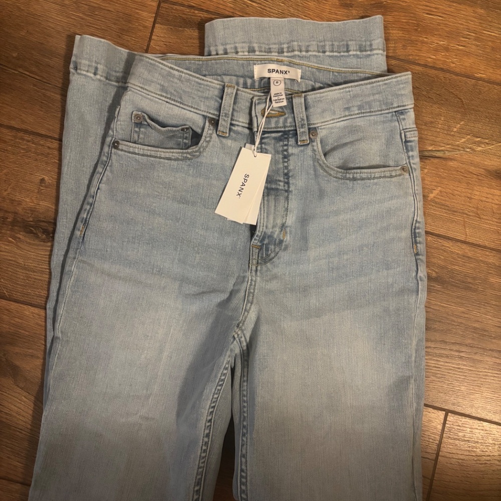 SPANX Light Blue High-Rise Flare Jeans - Picture 2 of 3